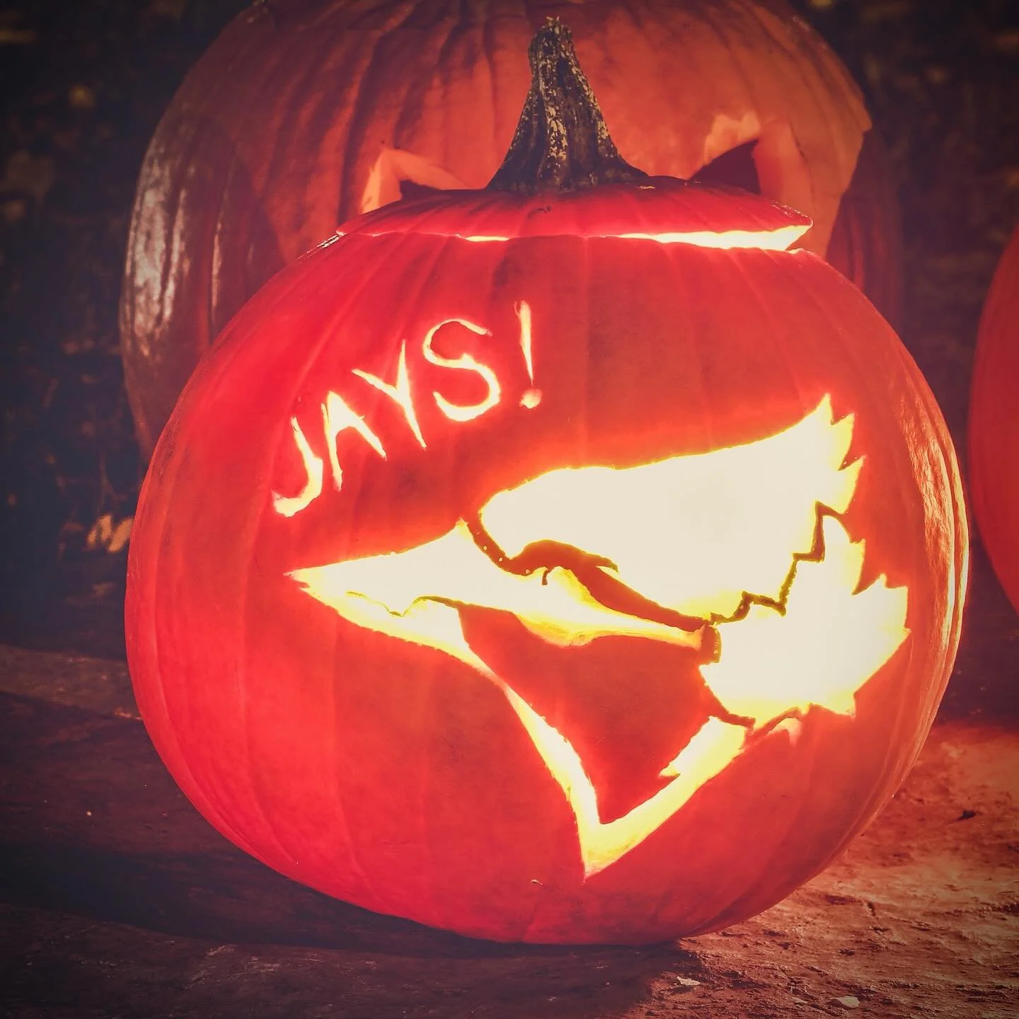 Carved up some playoff spirit. 🎃💙 Even the pumpkins are saying it &mdash; Go Jays! ⚾️#letsgobluejays