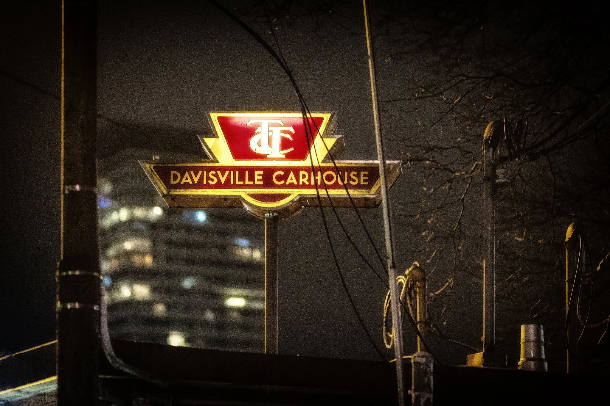 Davisville Carhouse at Night