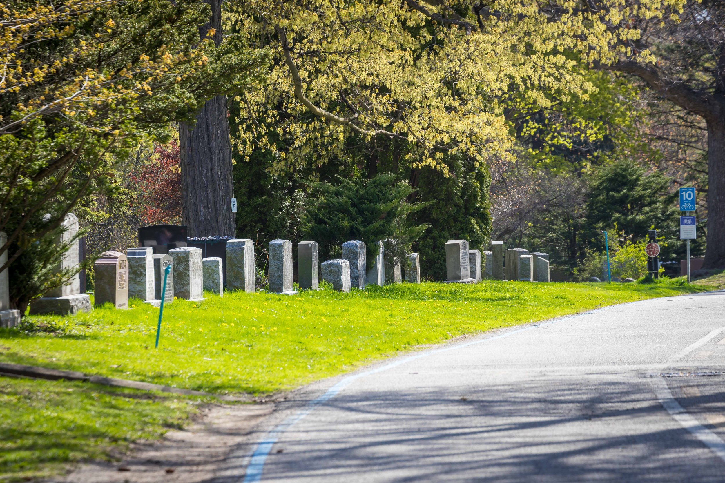 Gravestones in a row