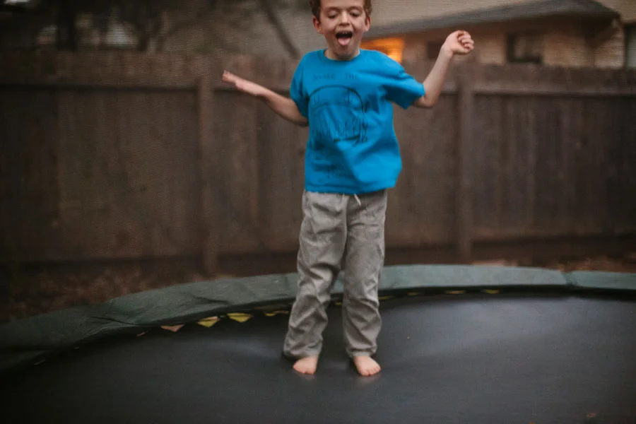 Trampoline Fun at Dusk
