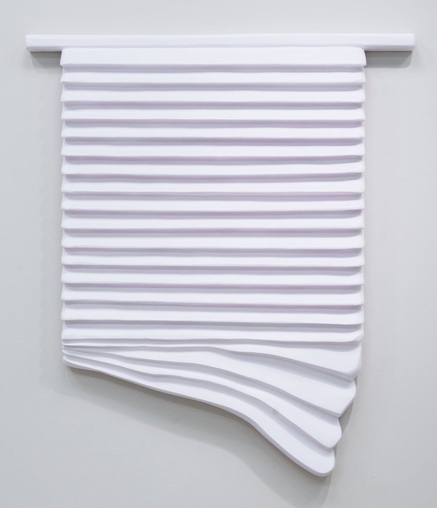 Untitled (Window Blinds), 2015, Acrylic, primer, joint compound, and insulation foam on panel, 51x44x3.75in