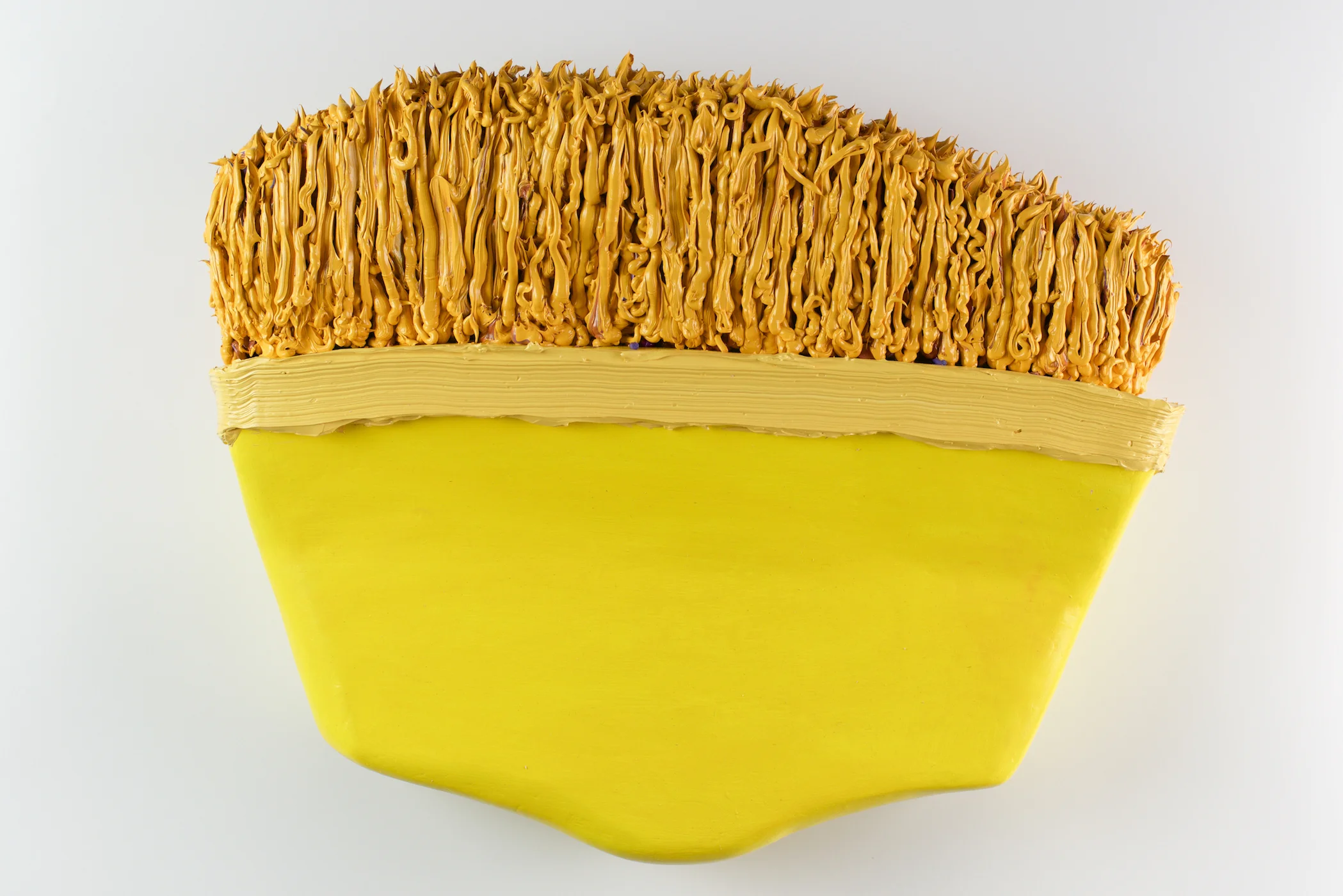 Untitled (Yellow Broom), 2015, Oil paint, insulation foam on panel, 12x15x4.5in