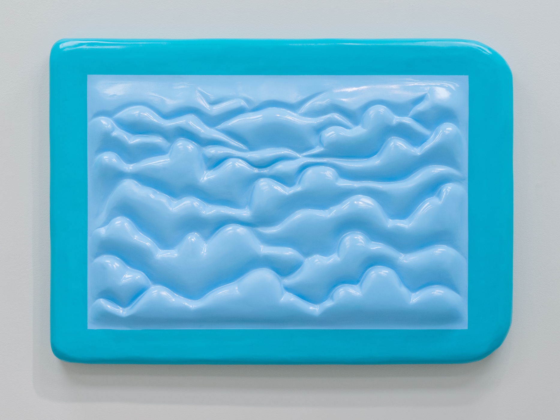 Nebraska Sky (Framed Painting), 2015, Spray paint, primer, joint compound, and insulation foam on panel, 46x33x4.5in