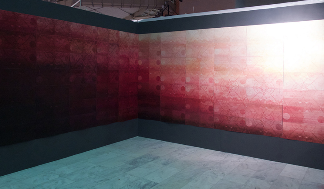 BLEED, 2014 -16 , Presented with A Brooks Arts at Art Athina, Athens, 56 hand coloured copper plate etchings printed on watercolour and 400gsm Velin Arches, 720 x 210cm