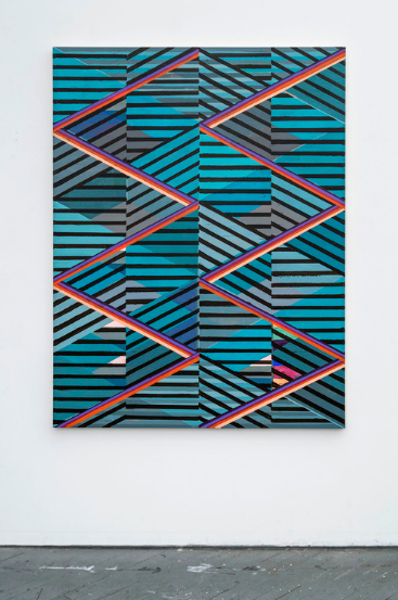 Sunset Strips, 2016, Acrylic and colored pencil on canvas, 60 x 46 1/2 inches