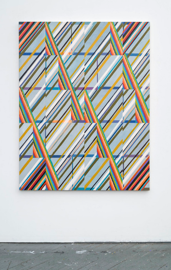 Hot Corners, 2016, Acrylic and colored pencil on canvas, 60 x 46 1/2 inches