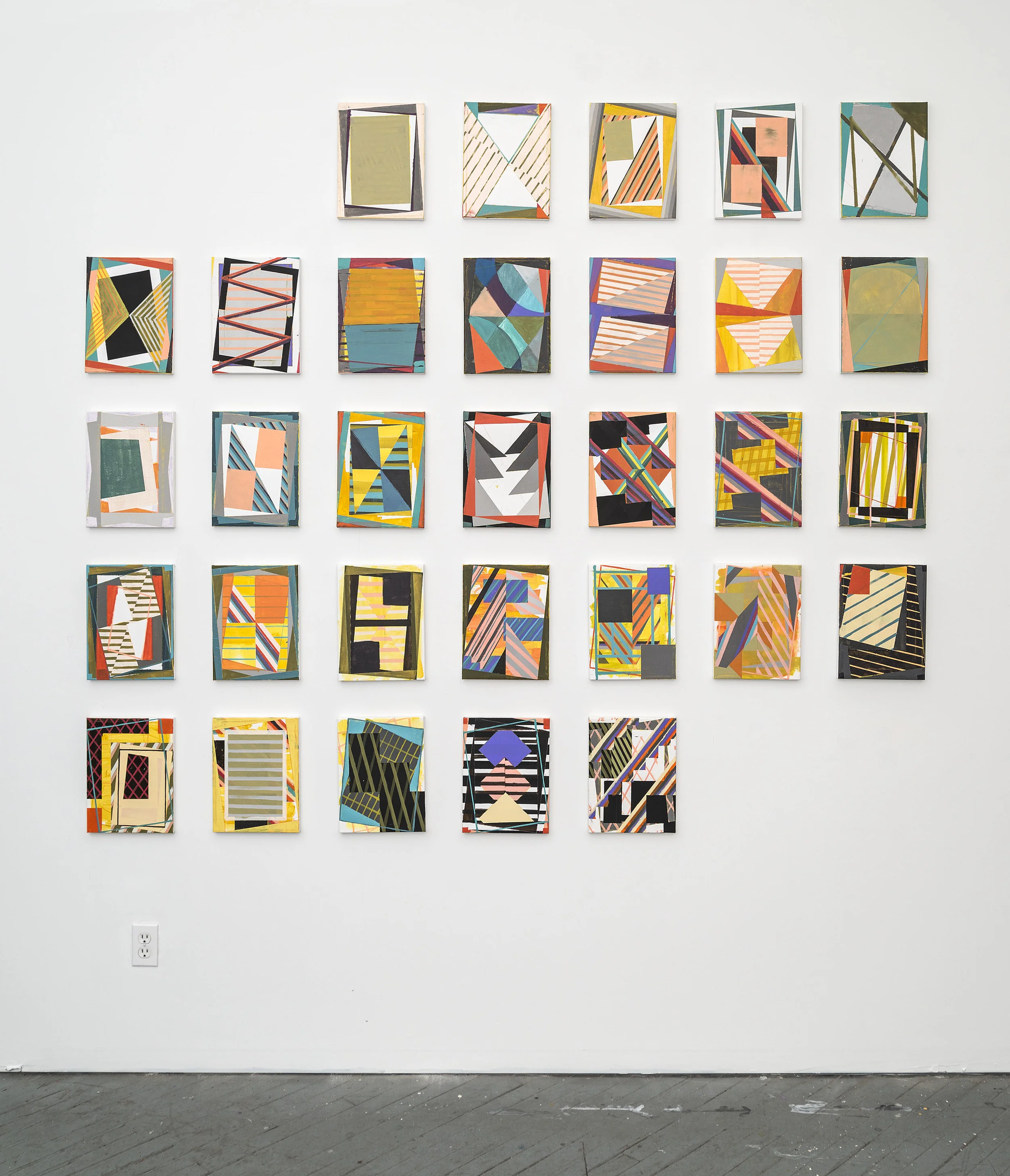 Yearbook (March), 2016, Acrylic and colored pencil on 31 canvases, 12 x 9 inches each