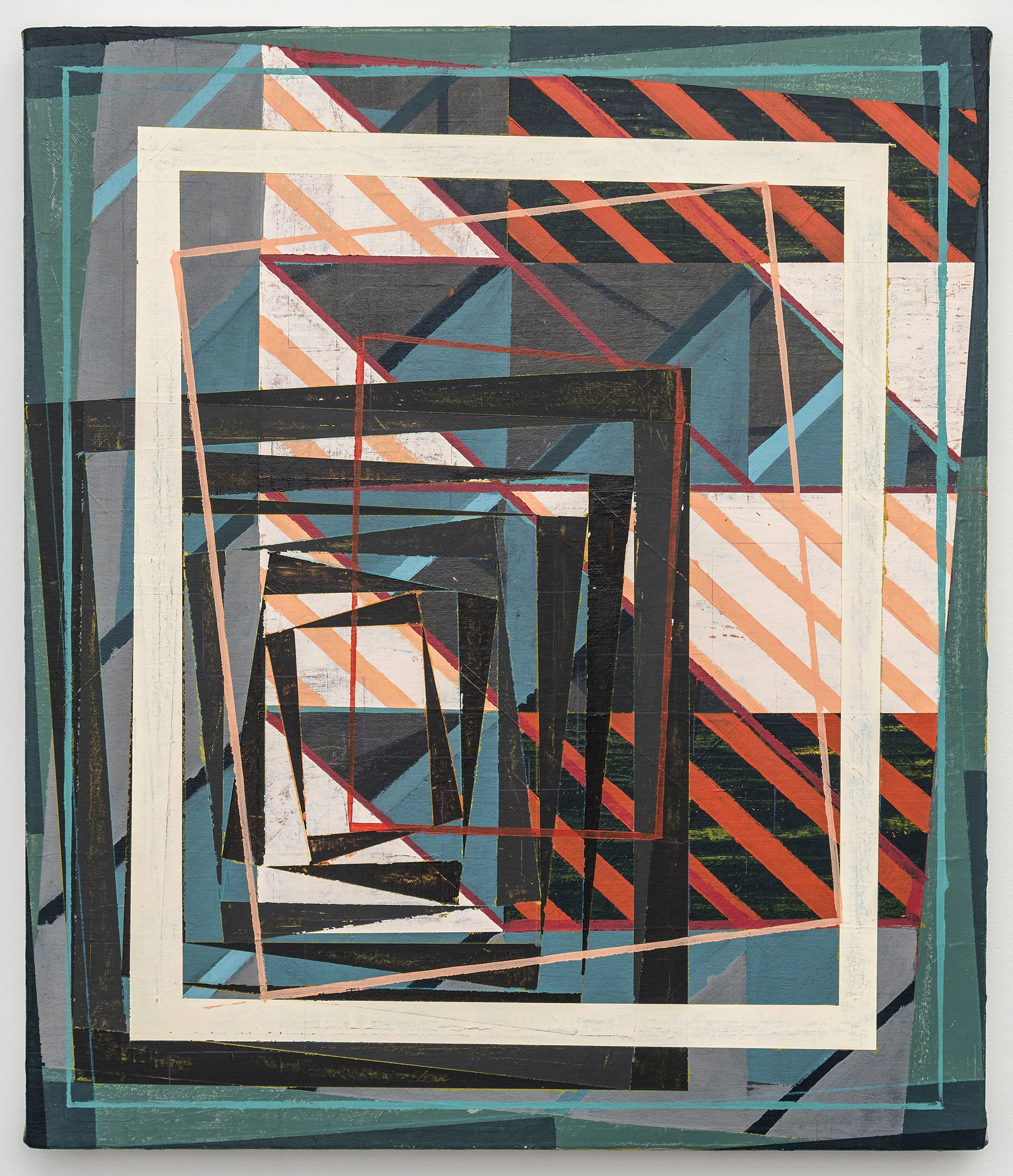 Nervous Nelly, 2016, Acrylic and colored pencil on canvas, 53x46cm