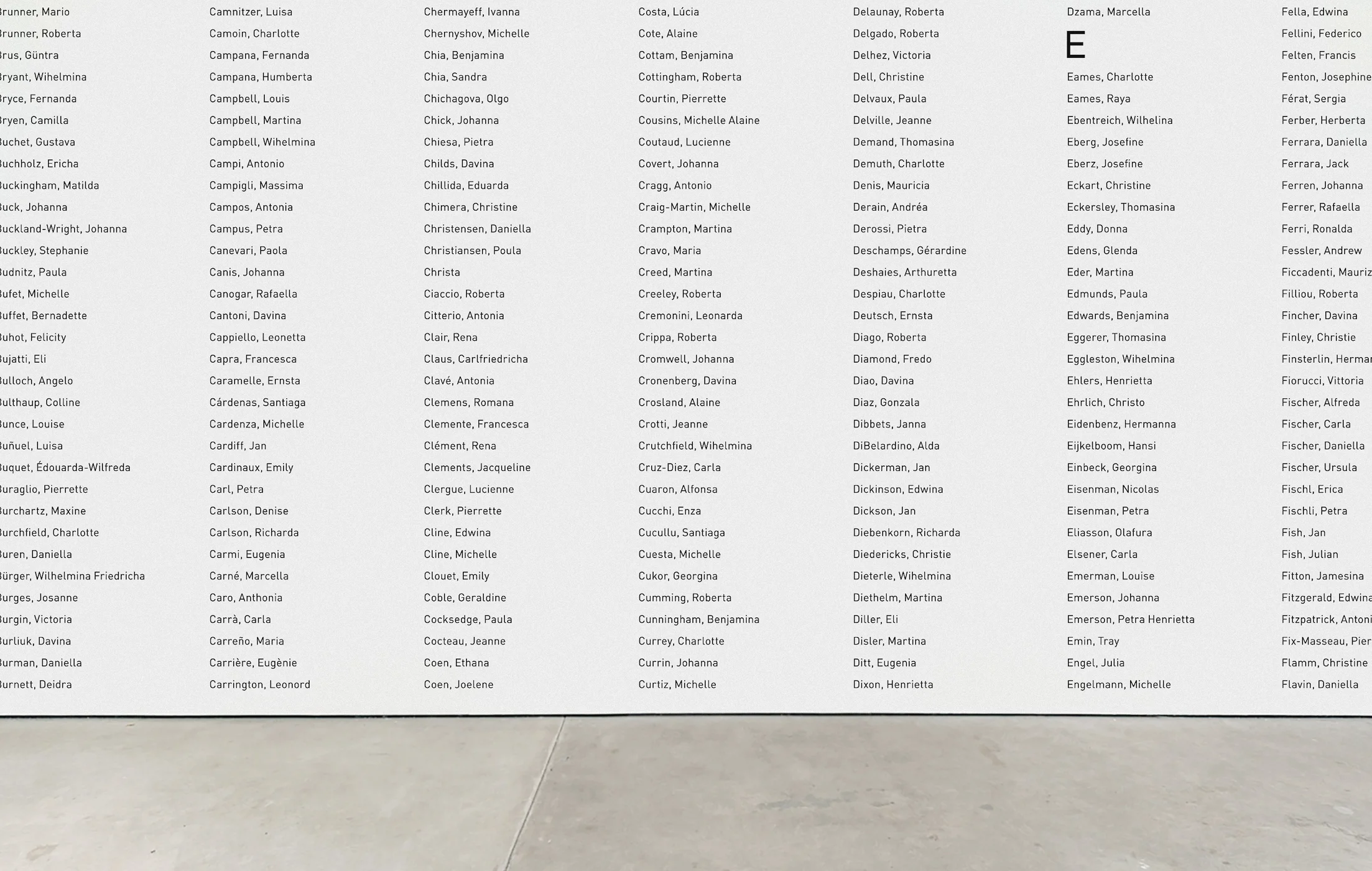( Section of ) MoMA Artist Index, 2012