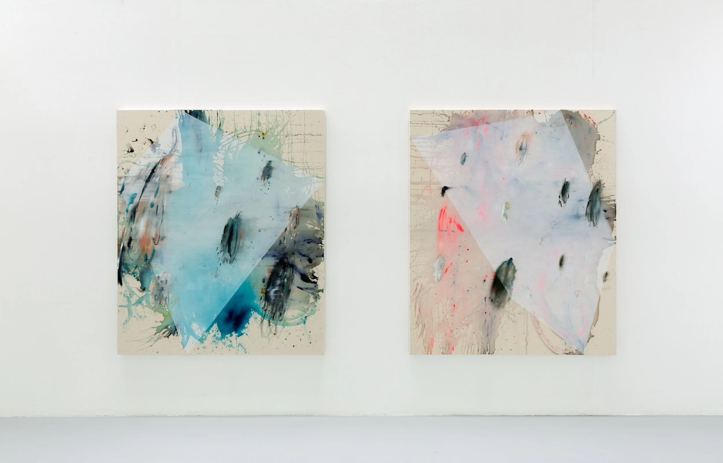 left to right s.s.h., 2015; y.s.b. 2015, Install shot Goldsmiths Fine Art MFA Degree Show, 2016