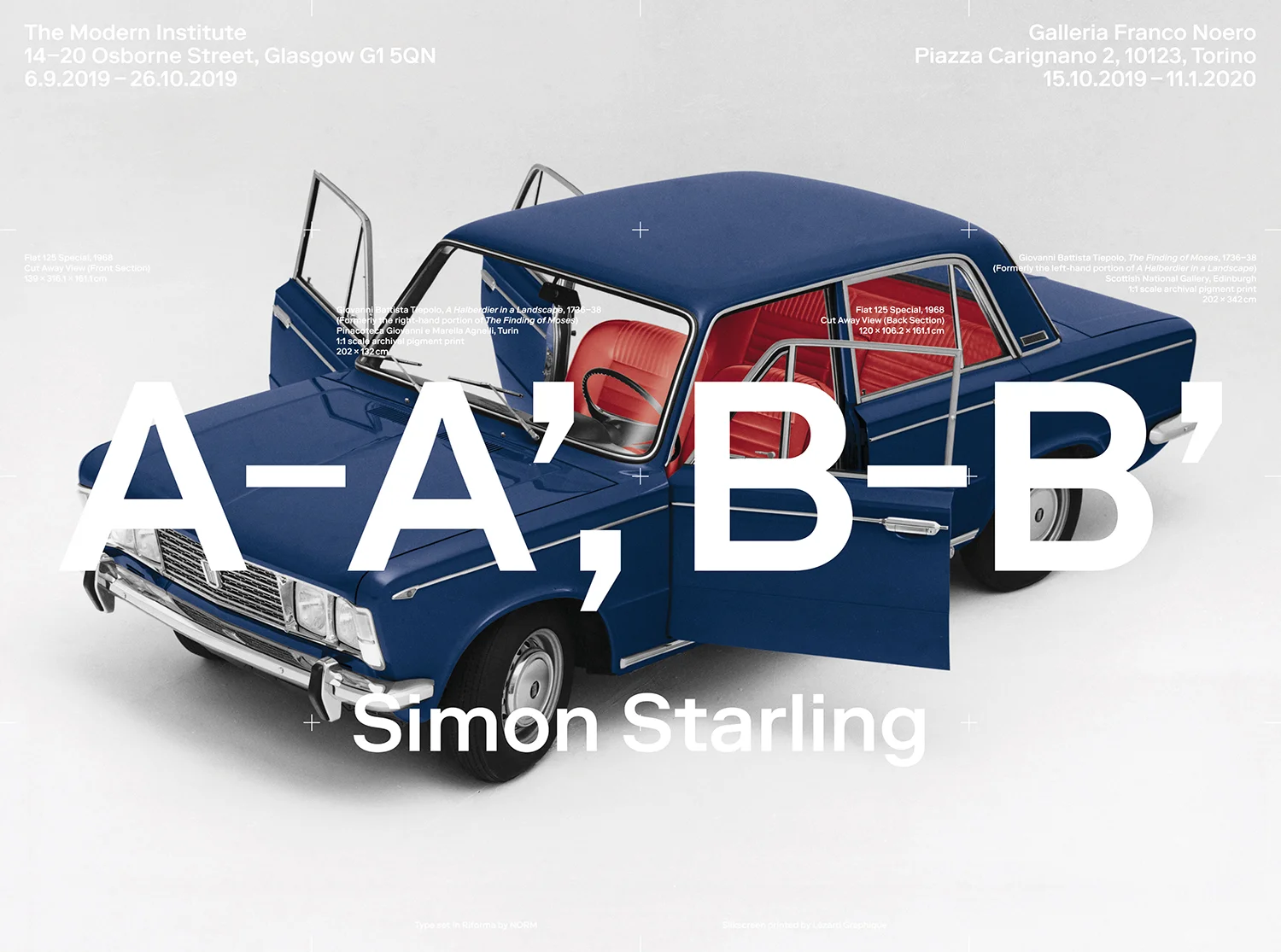 'A-A' B-B' 2019 Screenprinted poster designed by Norm. Exhibiting in A-A', B-B'