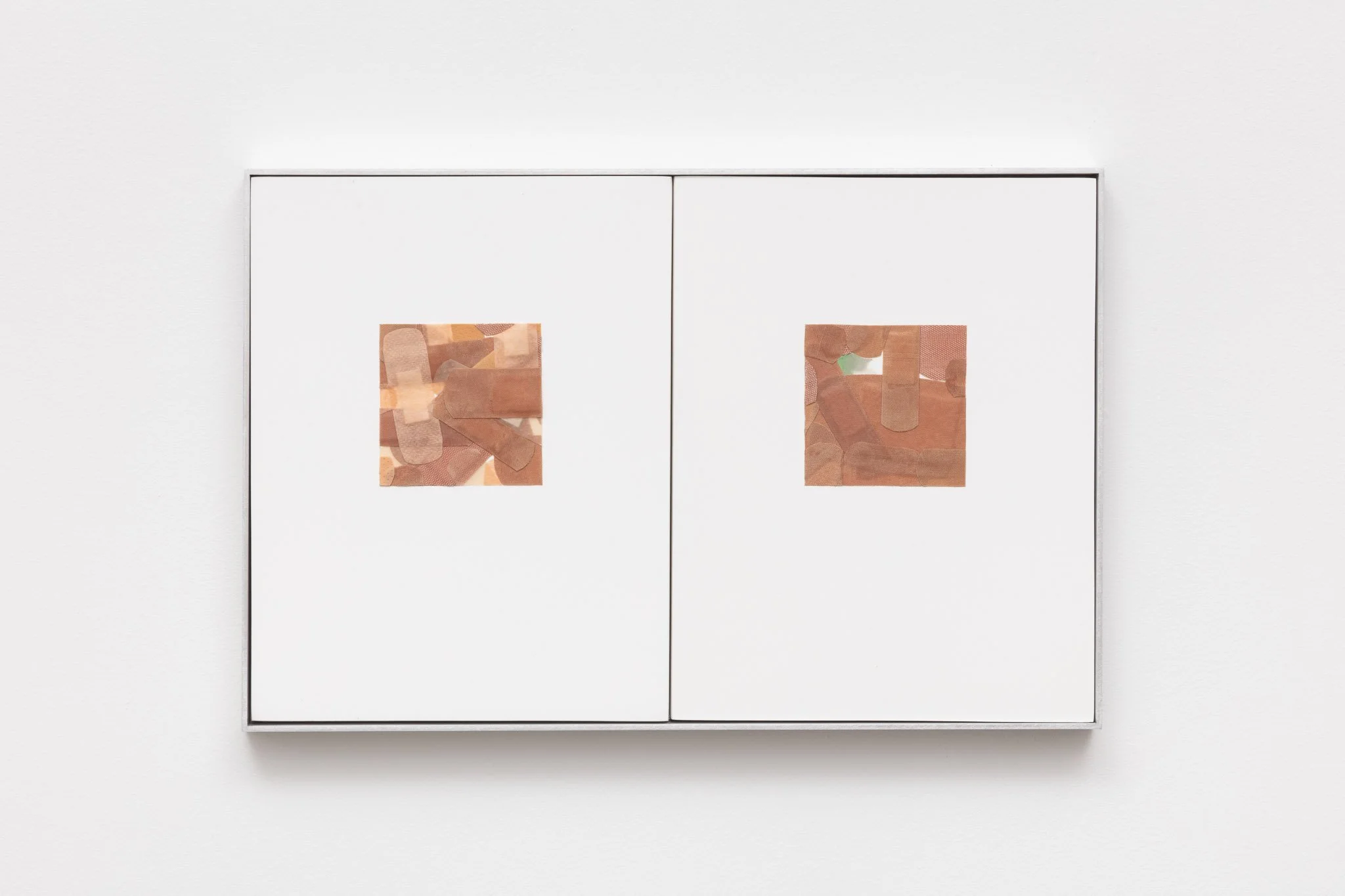   Delicacy Painting 6 (Facial Recognition)  Oil, gesso, and flexible fabric and plastic bandages on panel in aluminum frame 17 x 11 inches 2026 