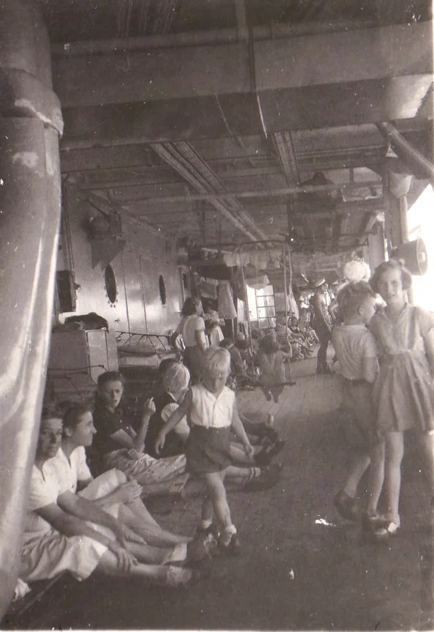 At sea with the Dutch women and children, Surabaya rescue mission.
