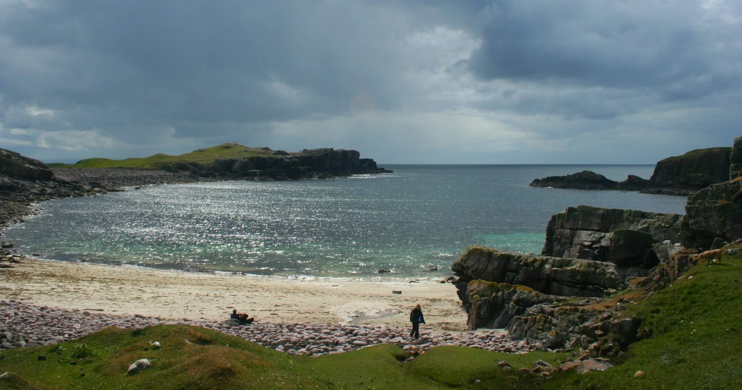 On the beach near Laide of Reiff at Achiltibuie, just north of Ullapool - best enjoy the sparkle, as the south-westerlies are bringing in some showers. But they'll soon pass through...
