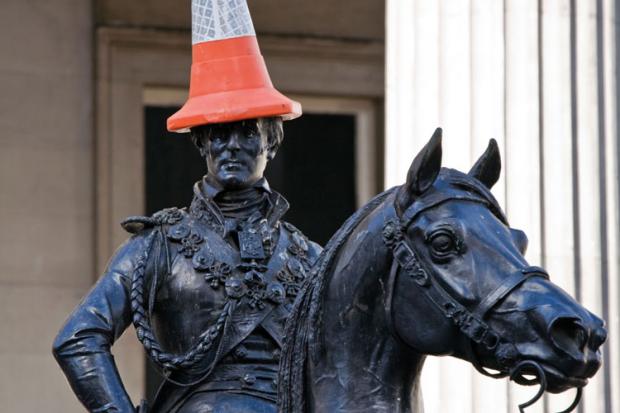 Duke of Wellington with traffic cone.