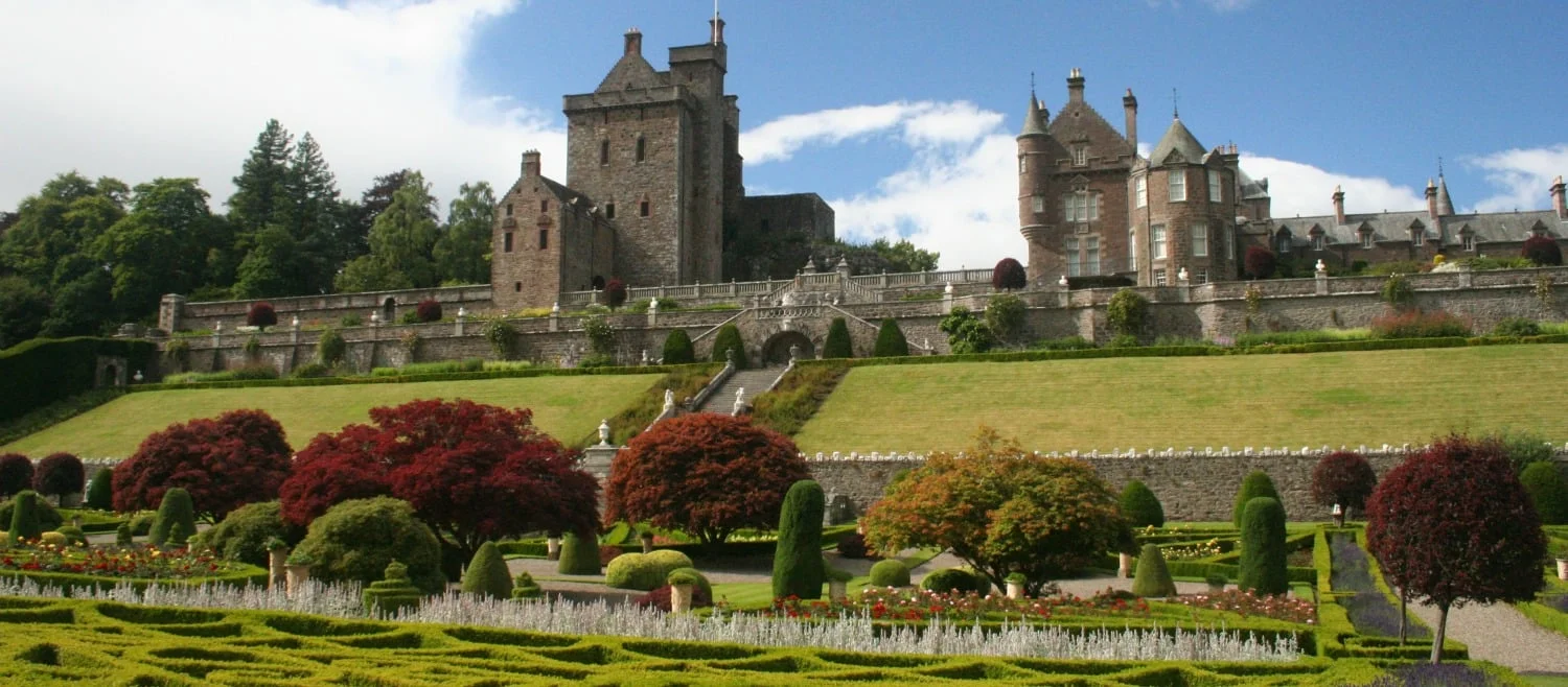 Drummond Castle, near Crieff. Visit for the gardens.
