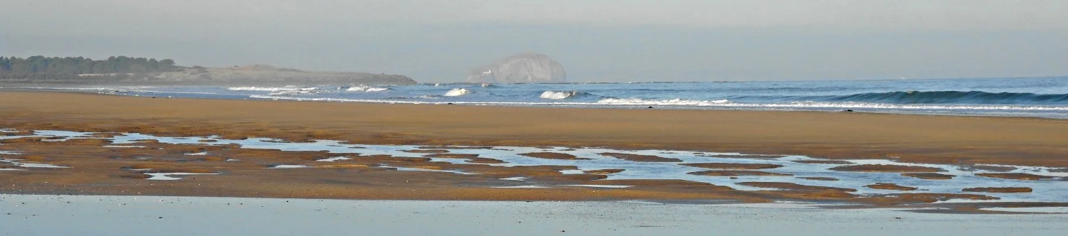 John Muir Country Park, near Dunbar, looking towards a misty Bass Rock