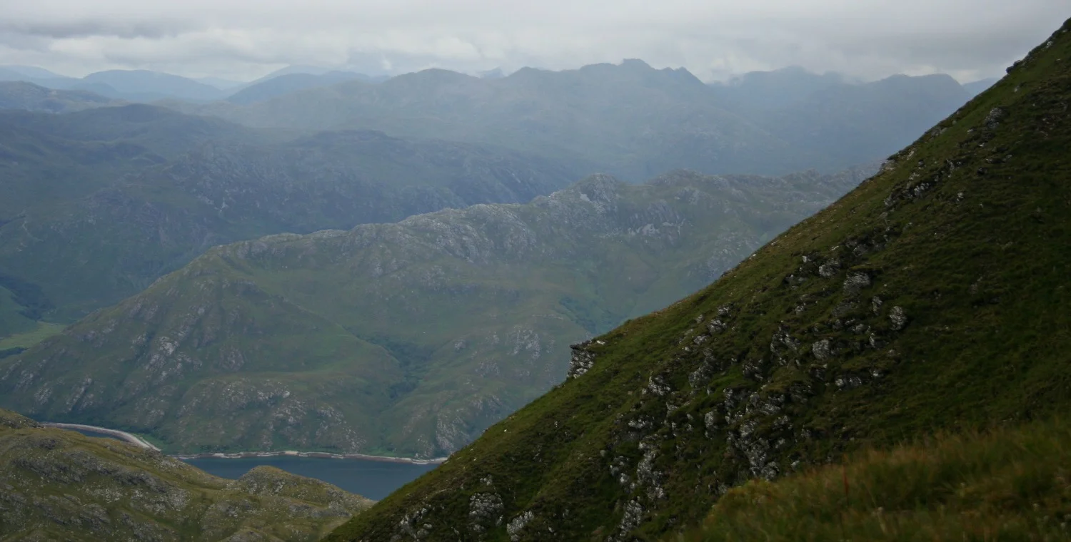 Looking north from the slopes of Ladhar Bheinn with Loch Hourn below