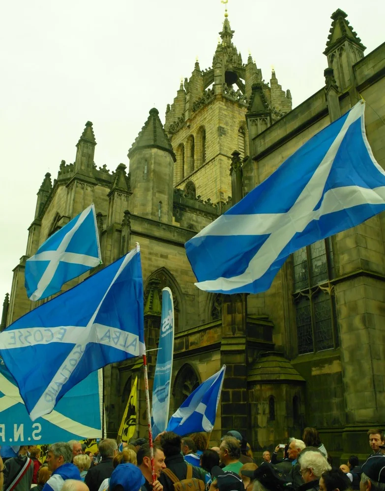 Referendum rally in 2013, with the Scotland flag much in evidence