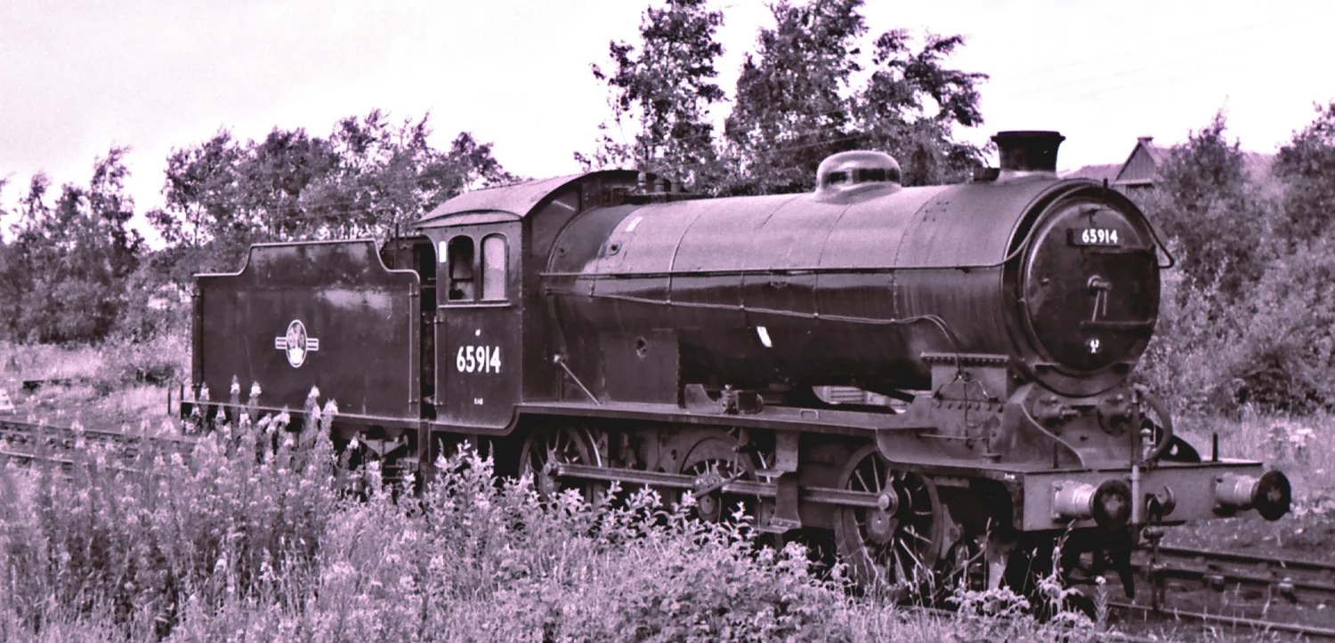 J38 at Inverurie Loco Works, autumn 1965, almost in the last days of Scottish steam.