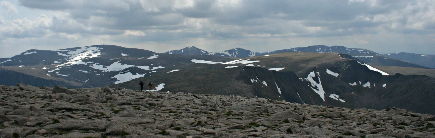 [In the heart of the Cairngorms. Pinkish granite hereabouts but theses are really the 'blue/grey stones' in Gaelic