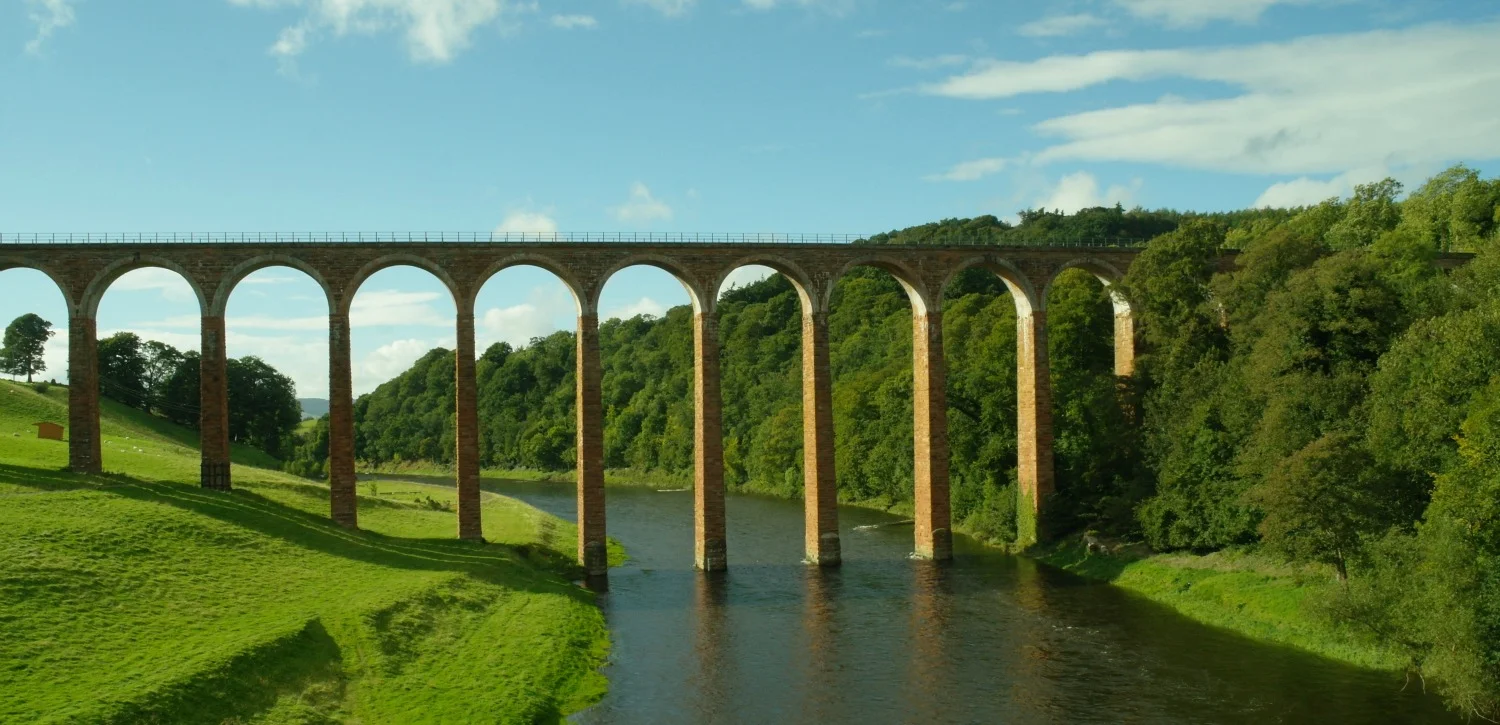 OK, to be honest, when I took this picture there were two guys in chest-waders further downstream but as everybody knows what an angler looks like, here's a picture of the River Tweed where it is spanned by the Leaderfoot Viaduct. Closed to rail freight traffic in 1965 (passenger traffic having ceased in 1948) it is now in the care of Historic Environment Scotland. It's 126ft (38m) high and is an A-listed building. And more interesting than a man in chest waders. Trust me.