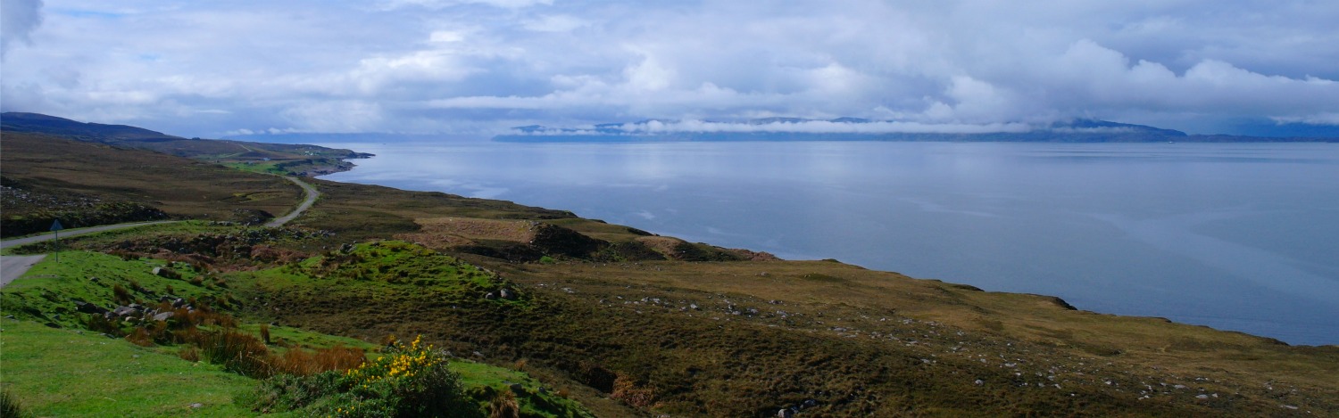 Applecross road, from near Shieldaig, looking towards Skye
