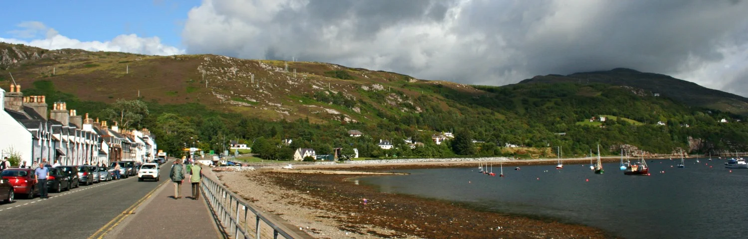 Ullapool, a main centre in the North-West Highlands and ferry port for the Isle of Lewis.