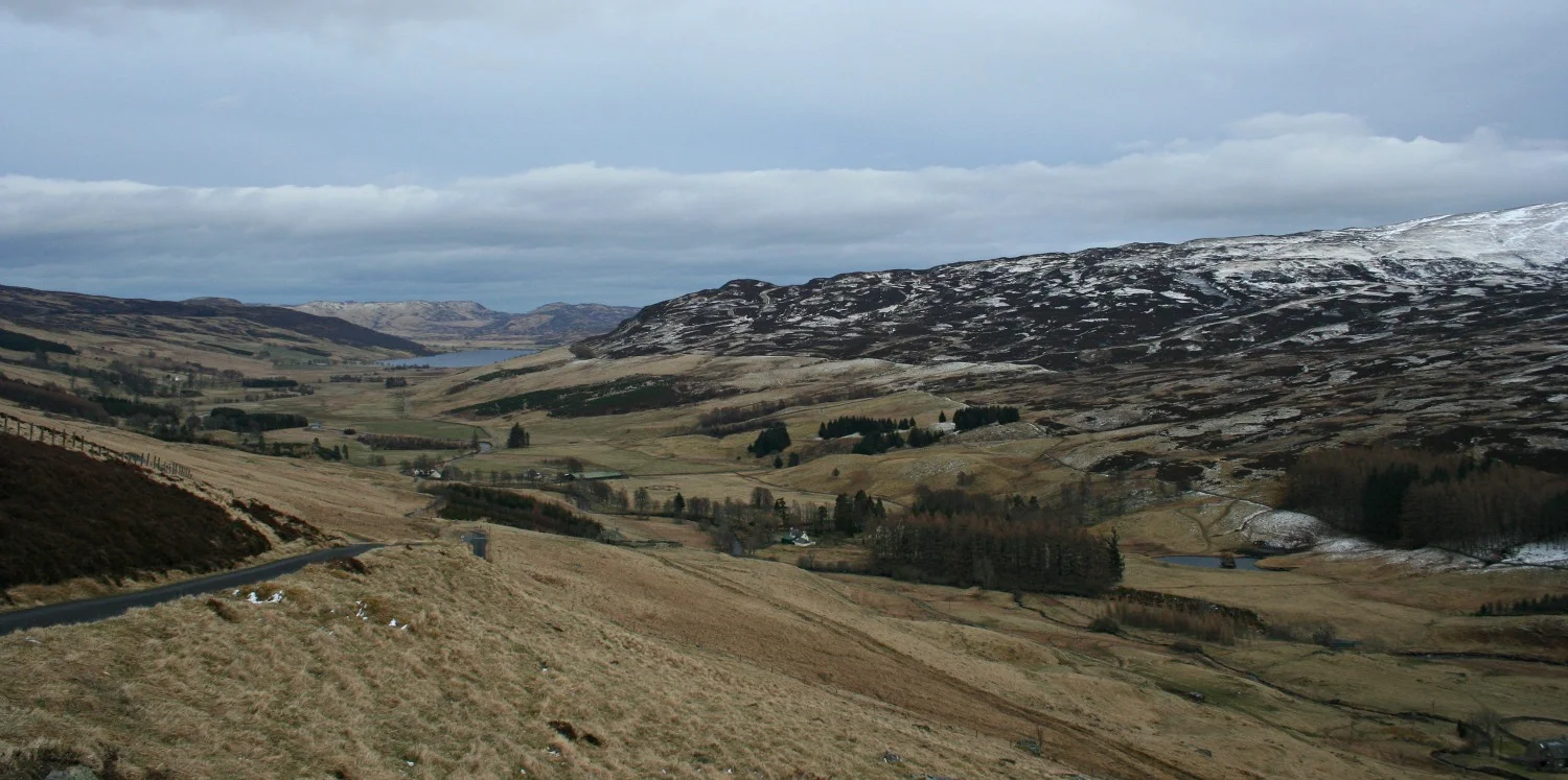 Looking east towards Amulree, with Loch Freuchie in the distance