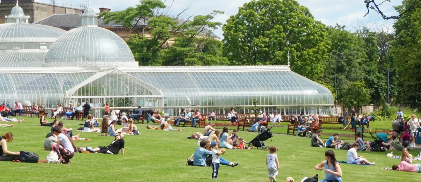 Sunshine in Glasgow's Botanic Gardens in the West End.