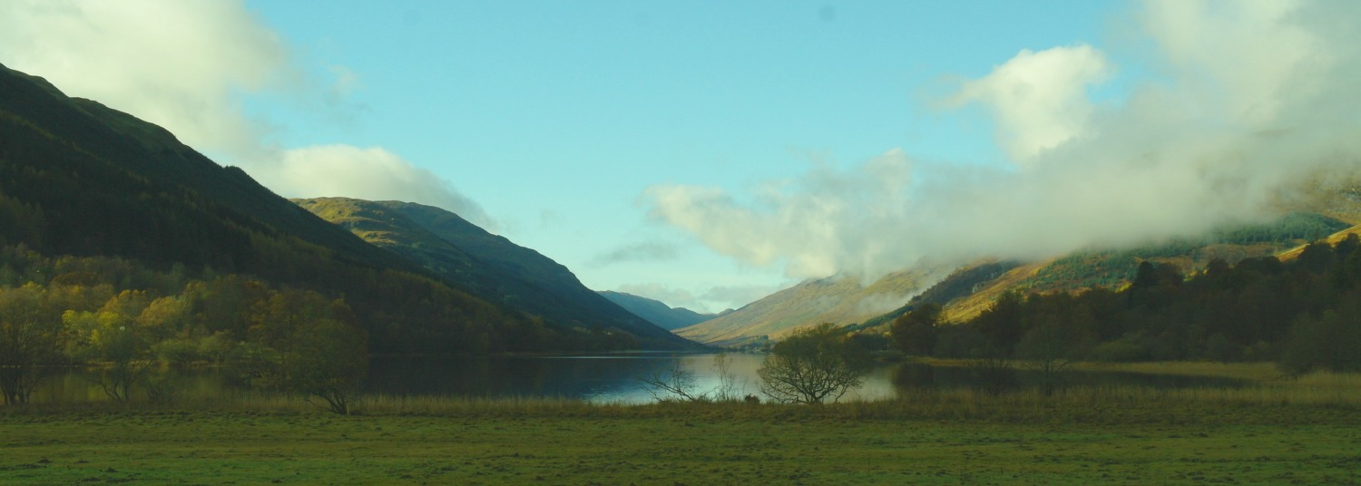 An autumn morning looking west up Loch Voil, the Braes of Balquhidder.