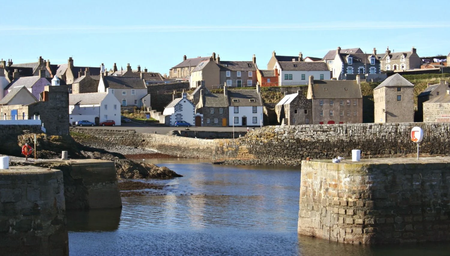 Portsoy and its harbour. The waterfront features in several scenes in the new Whisky Galore.
