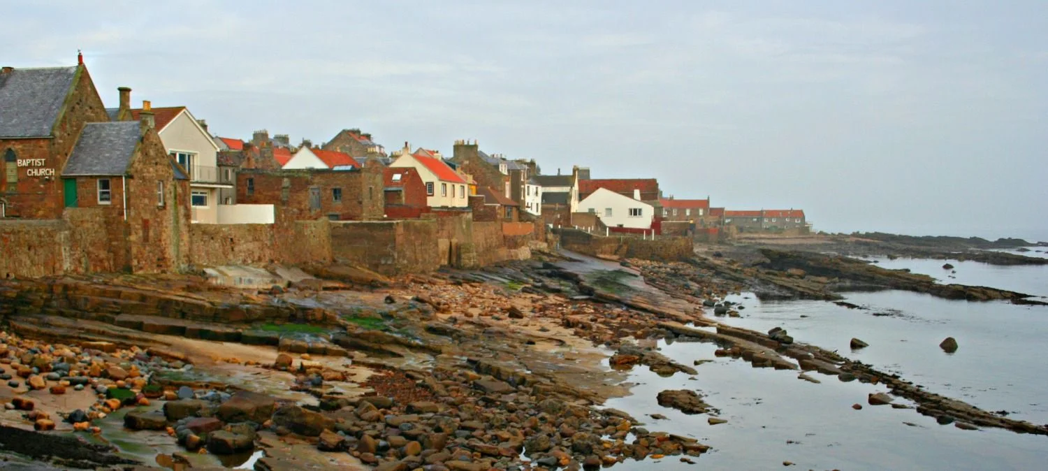 Anstruther, Fife - seafront from harbour - you'll get great fish and chips here! (Anstruther fish bar)