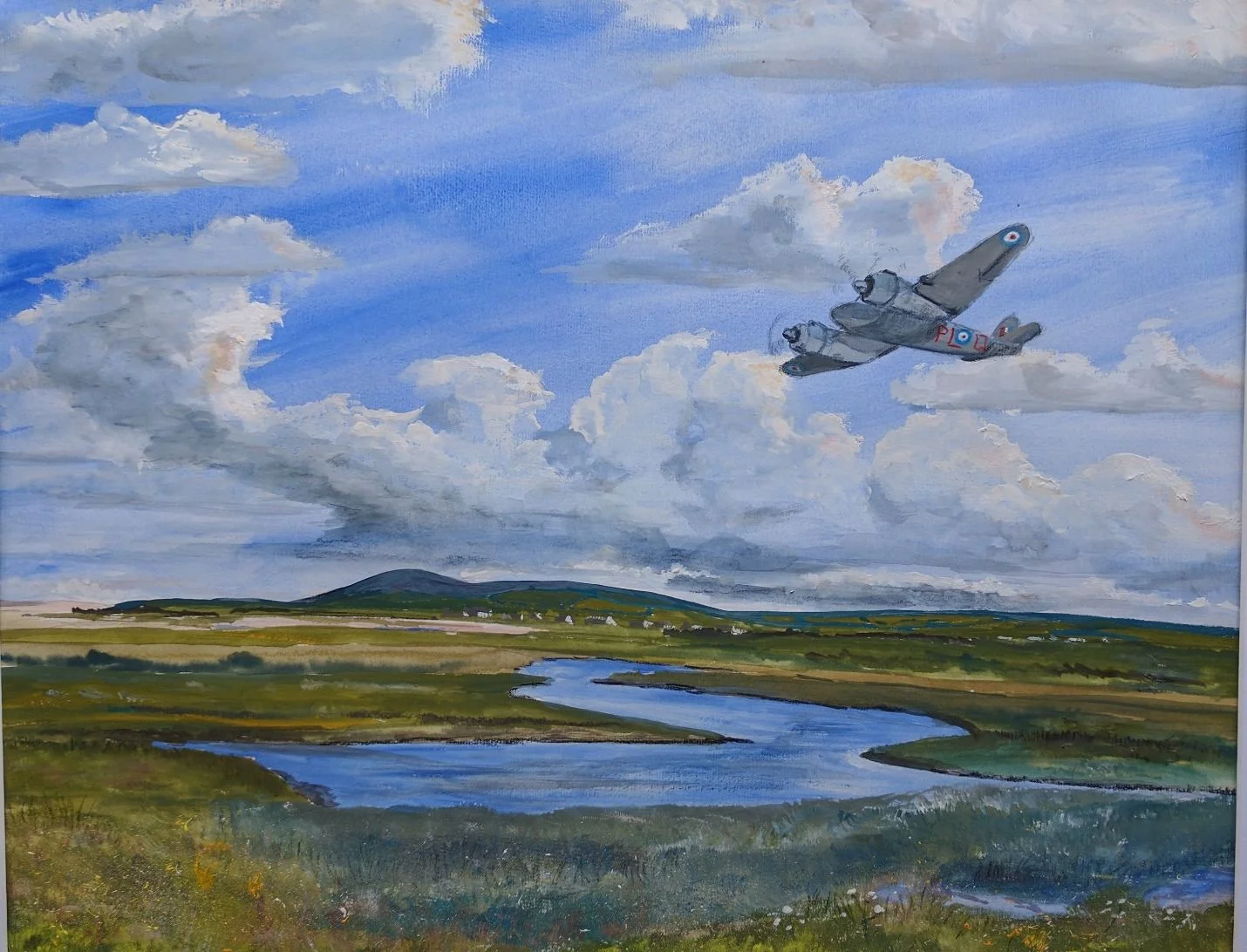 Beaufighter circling over Dallachy. In gouache. Just an impression...If you would like a print of this, then get int touch, will you? There are more of our Scottish landscape prints on that link.