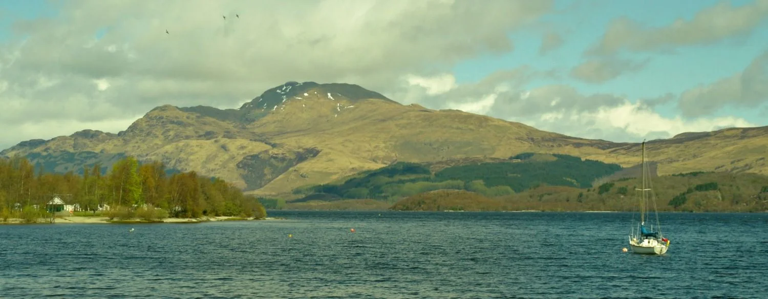 Spring on the loch. Ben Lomond from Luss - it's right at the end of April - but the trees stool look a bit bare!