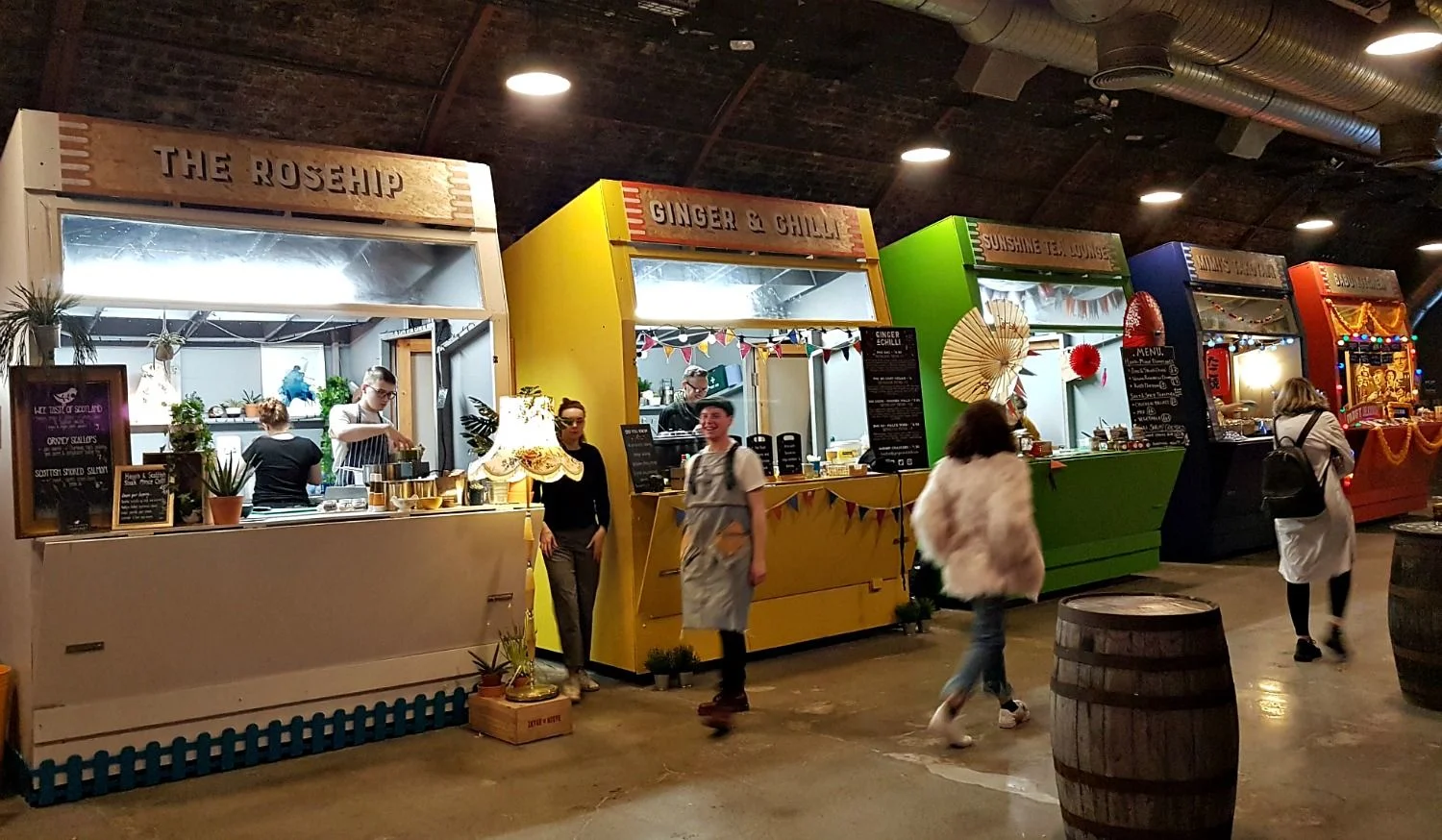 A choice of food stalls under the Arches. 