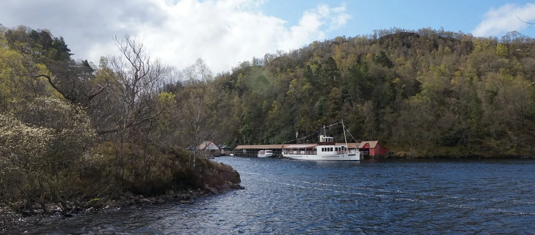 The Trossachs Pier and today’s SS Sir Walter Scott, ready for cruising. Launched in 1900, it ran on coal till conversion to bio-fuel for the 2008 season, as part of a major re-fit.