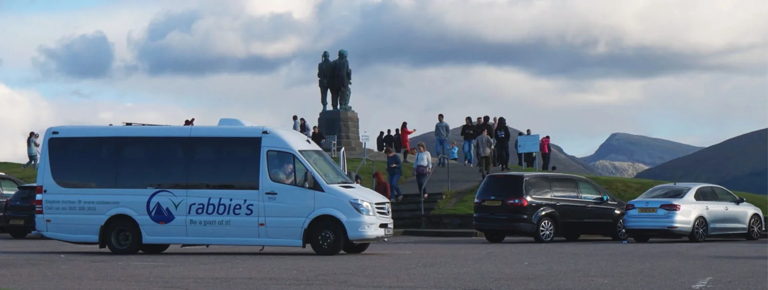 A reliable Rabbie’s small guided tour coach (taking groups of 16 or less) calls at the Commando Memorial.