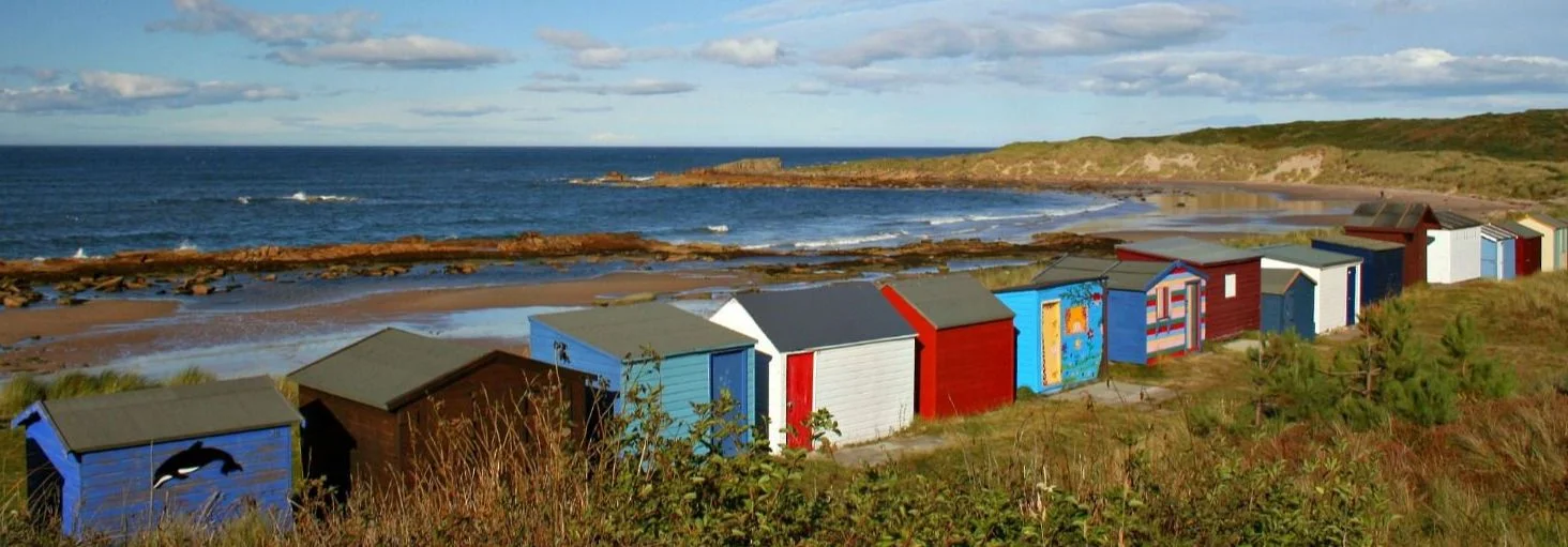 The beach huts at Hopeman. Fine coastal scenery too - just walk out of shot to the right. And keep walking.