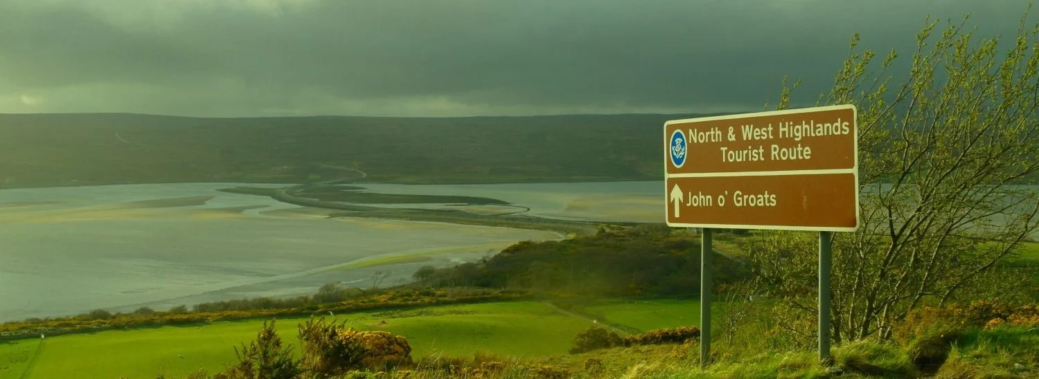 This route has also been called the North & West Highlands Tourist Route in its day, though ‘North Coast 500’ obviously sounds a bit more glamorous and daring. Ho hum. This is the view across the Kyle of Tongue. Next comes the bleak Loch Erribol and then Durness, if you are travelling west.