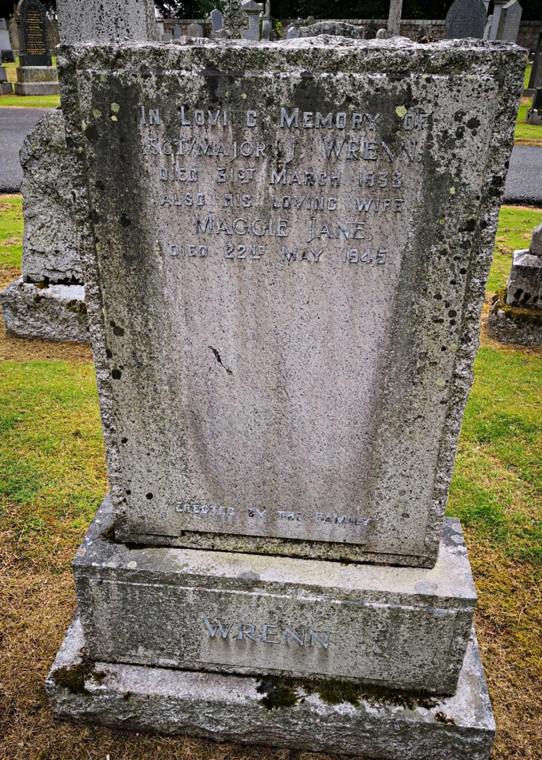 Born in Dover as the regiment was stationed there, my great-grandfather John Wrenn attended school in Dublin (see main text) and then joined the 39th Regiment of Foot, as his father had before him. Many years later he was the postman in Huntly, Aberdeenshire, but was buried with his army rank ‘Sgt/Major J Wrenn’ in 1933.