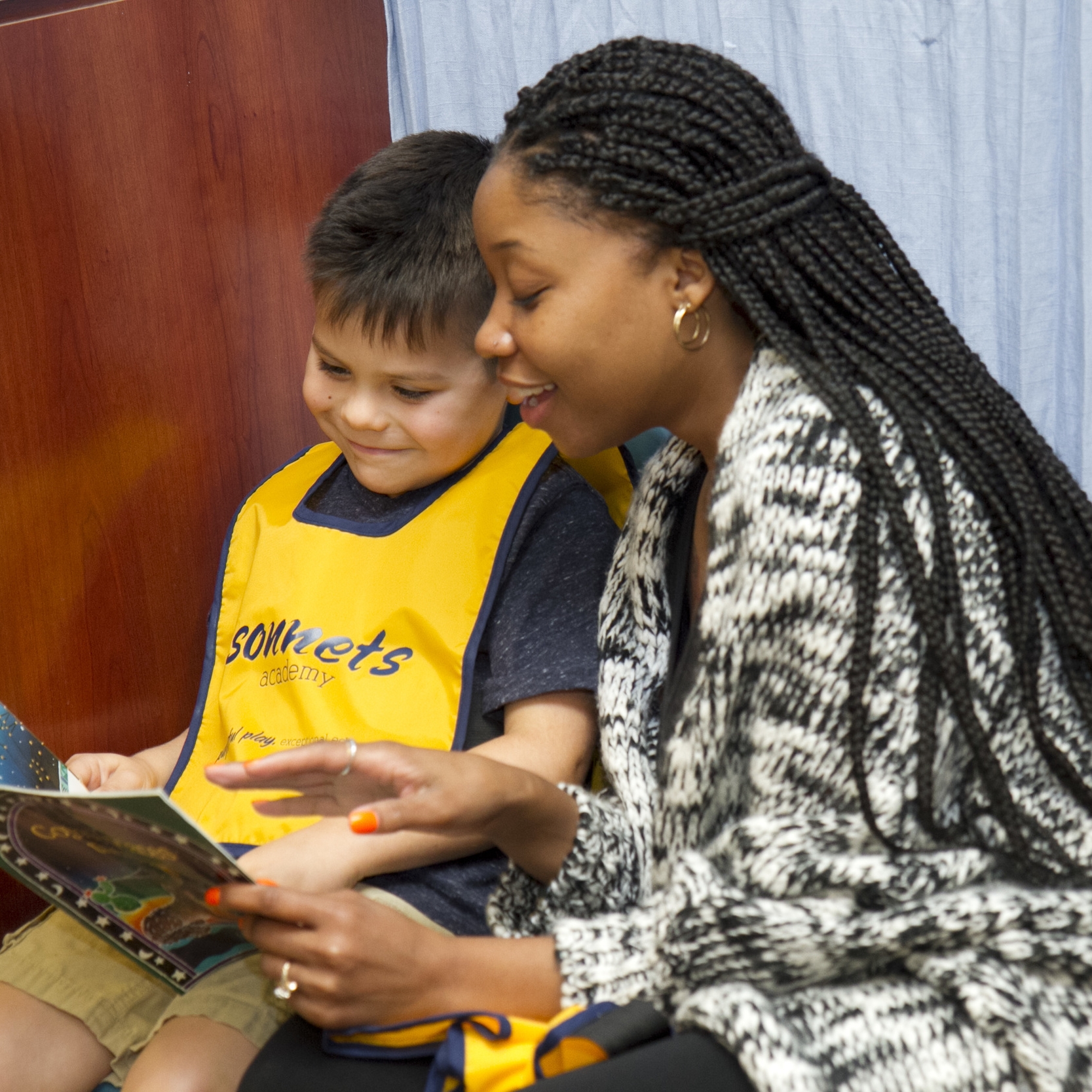 Mr. Doug & Ms. Gabby make literacy engaging and exciting for their students in their prekindergarten classroom at Sonnets Academy - West Loop. 