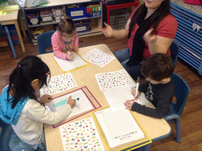 Our River North PreKindergarten class works on counting and graphing.