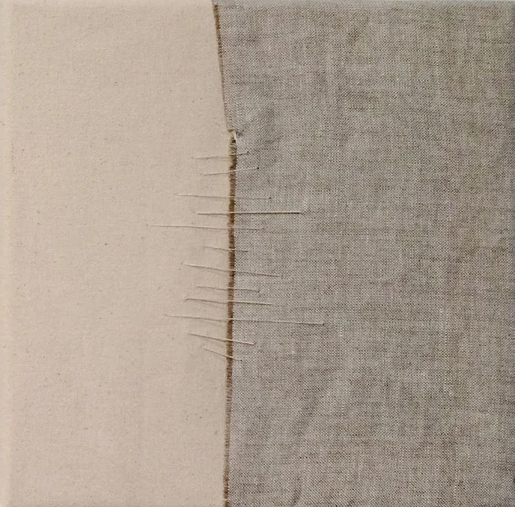   Fill II   Canvas, linen, canvas thread, linen thread  10 x 10 in. 