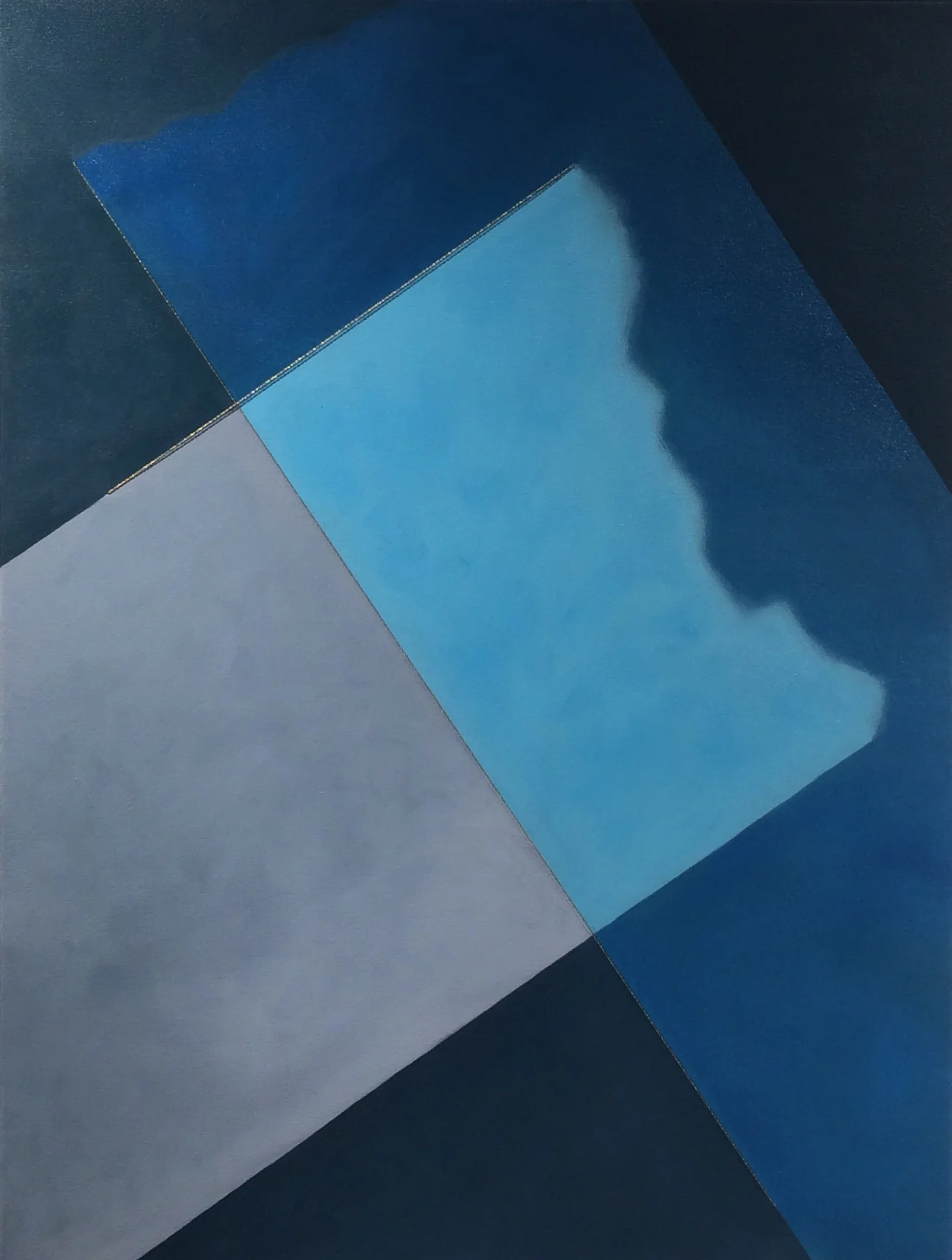 Collide Oil and gold string on canvas 40 x 30 in.