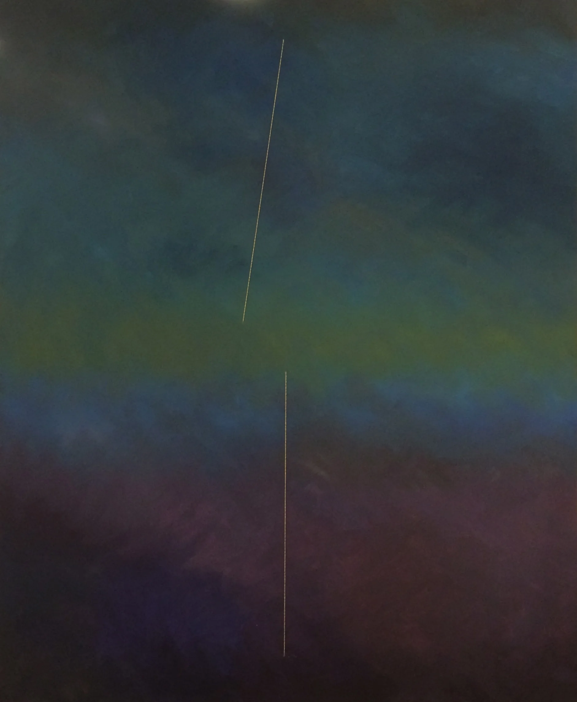Discontinuity Oil and gold string on canvas 34 x 28 in.