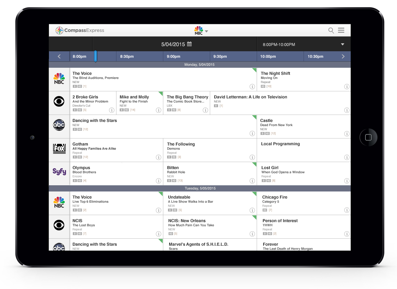 Scheduling Tool - Tablet View