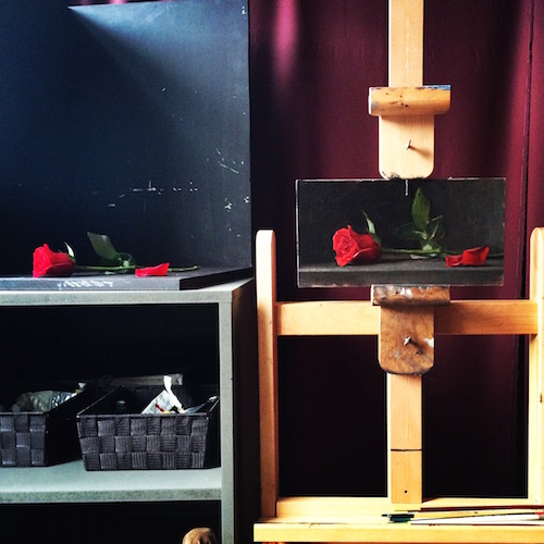 My first painting in the new studio, entitled 'Rose Study'