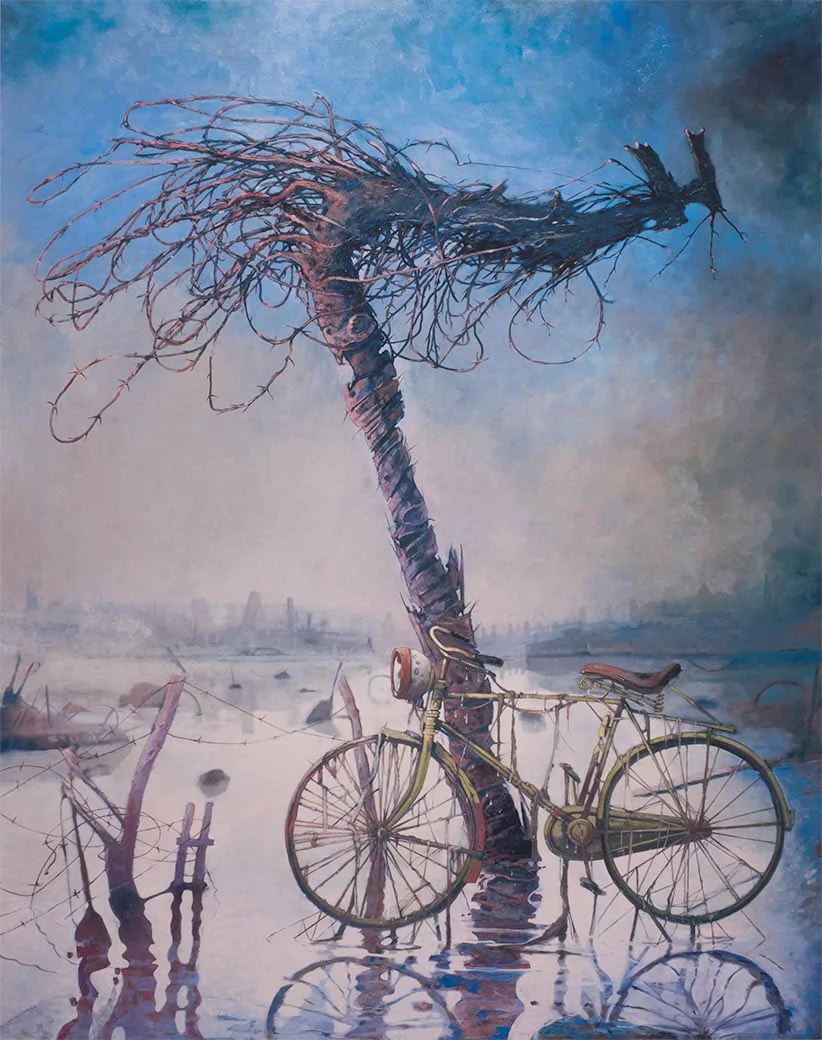 ‘THE GREEN BIKE MURDER’. Oil on Canvas. 48x72”. 2000