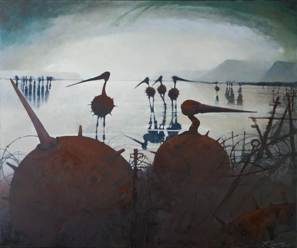 ‘THE PHONEY WAR’. Oil on Canvas. 48x40”. 2009
